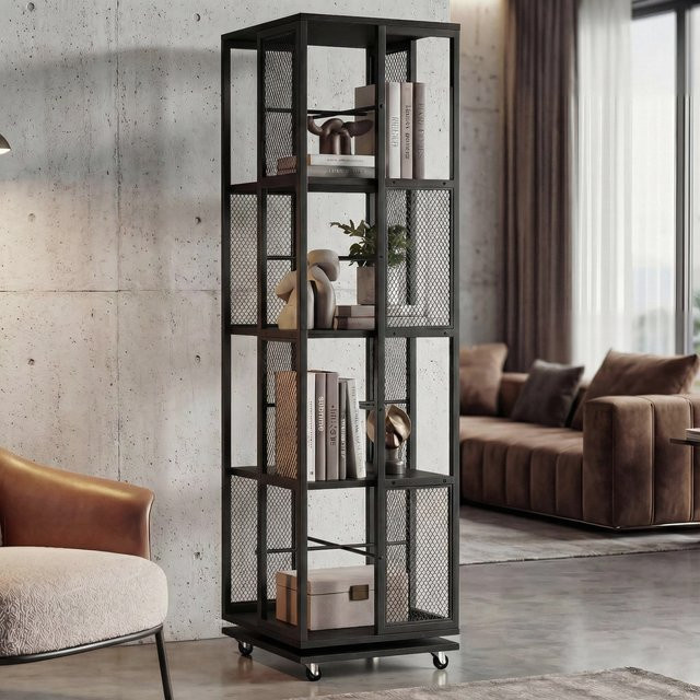MCW Bücherregal P13 Industrial Design aus Metall und Melamin, schwarz, H x B x T: 147 x 40 x 40 cm - Bild 1