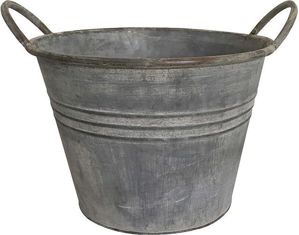Zinkeimer Pflanztopf aus Metall in Grau im Landhausstil, rund, Durchmesser: 23 cm - Bild 1