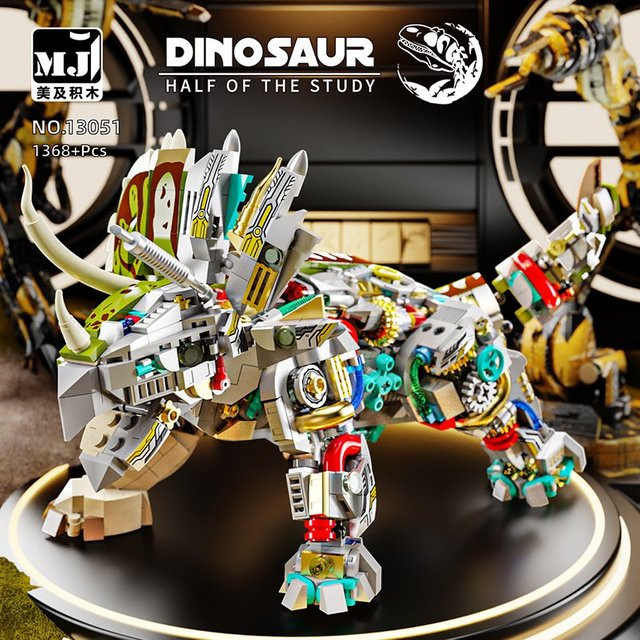MJ BLOCK Dinosaurier-Bausteine, Mechanisches Triceratops-Modell, für Erwachsene - Bild 1
