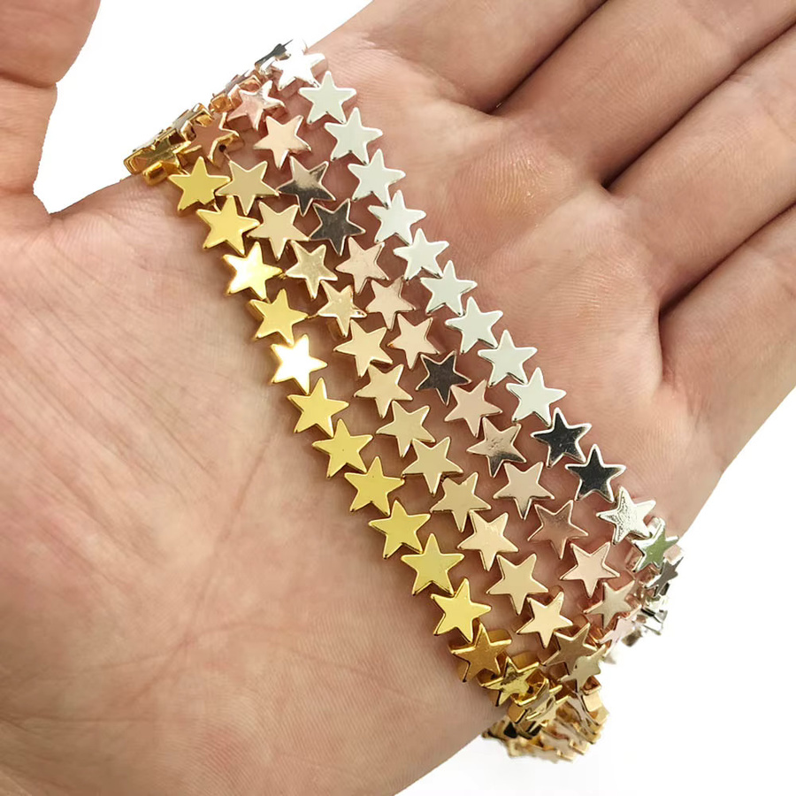 JHNBY Perlen, Stern Form, Hämatit Naturstein, Silber überzogen, Gold Farbe, Unisex - Bild 2