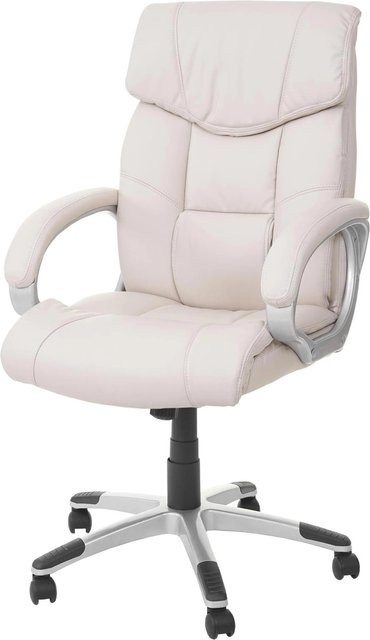 Proregal Chefsessel Bürostuhl aus Kunstleder in Creme mit Armlehnen und Rollen, H x B x T: 120 x 73 x 78 cm, Sitzhöhe: 48 cm - Bild 1
