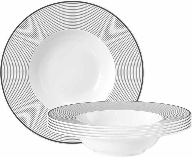 Seltmann Weiden Suppenteller No Limits Moments aus Porzellan, Weiß, gestreift, 6er Set, Durchmesser: 23,7 cm - Bild 1