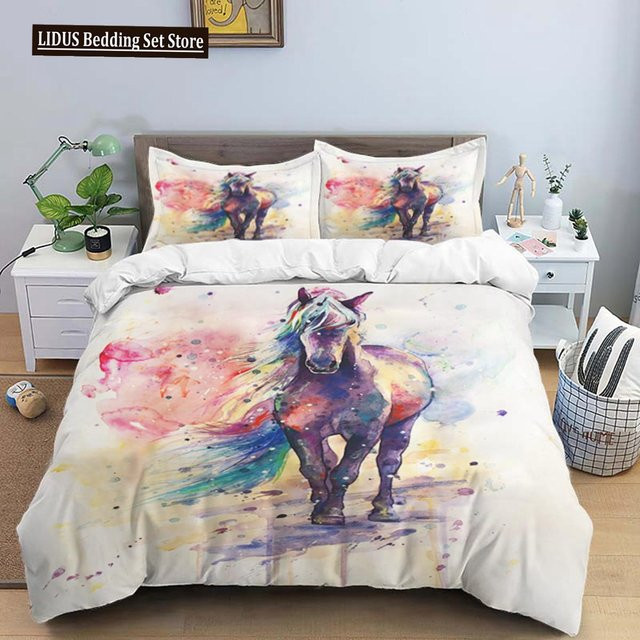 Lodestar Bettwäscheset mit Pferde-Motiv aus Mikrofaser, Multicolor, B/H: 135 x 200 cm - Bild 1