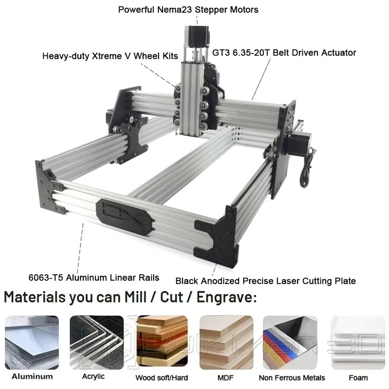 Openbuilds OX CNC-Maschinen-Mechanik-Kit 4-Achsen-Bandantrieb präziser CNC-Graveur zum Schneiden von Metall, Holz, Acryl und Kunststoff - Bild 2