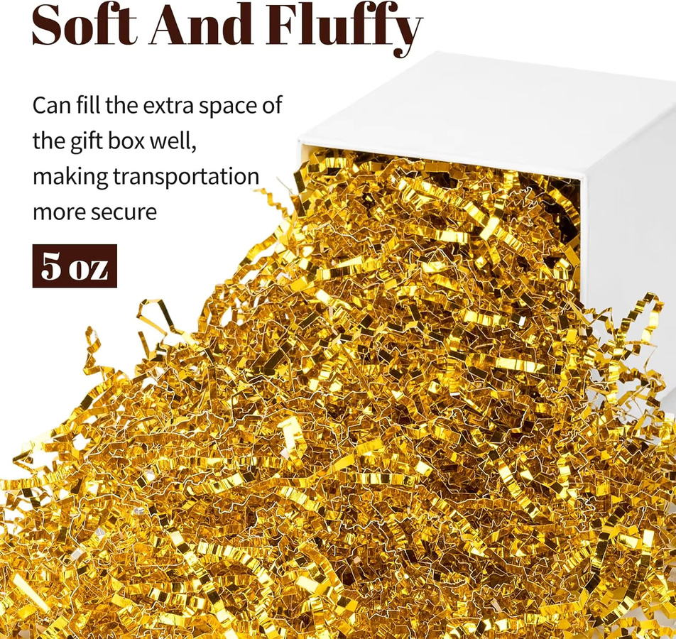 Buntes Crinkle Paper aus Raffia als Geschenkfüllmaterial für Candy Boxes und Hochzeitsverpackungen, Gold und Mehrfarbig, 200g-500g - Bild 3
