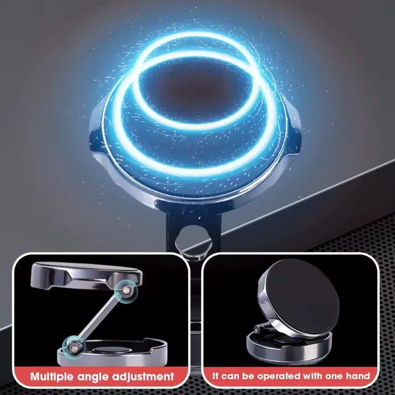 XMSJ Magnetischer Autohalter Schwarz, Runder Zusammenklappbarer Handy-Ständer mit 360-Grad-Drehung für iPhone und Samsung - Bild 4