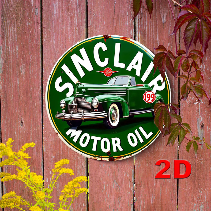 Sinclair Motor Oil Vintage Metall-Blechschild, rundes Aluminium-Wanddekor in Multicolour, Durchmesser: 20 cm - Bild 3