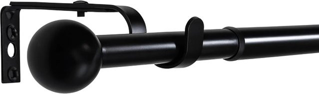 Deco-Raum Gardinenstangen Set Ausziehbar 1-Lauf Kugel Flexa Schwarz Ø 16/19 mm, Breite: 120-210 cm - Bild 1