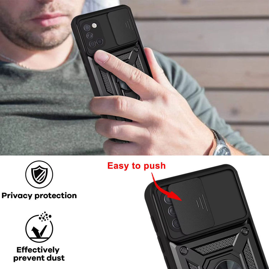 Magnetische Ring Schutzhülle für Samsung Galaxy A31 in Schwarz oder Grün, Stoßfeste Panzerhülle für Android - Bild 2