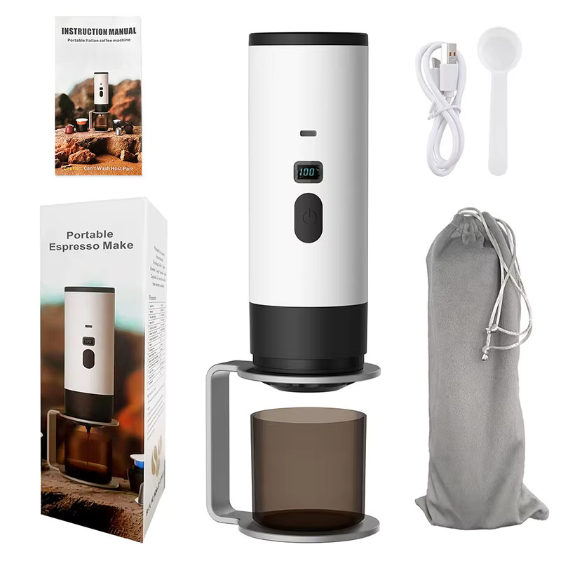 JFBONIN 3-in-1 Tragbare Elektrische Kapsel-Kaffeemaschine mit 7800mAh Akku für Reisen und Camping in Schwarz oder Weiß - Bild 7