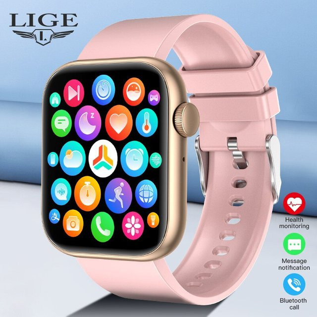 Lige Smartwatch, Schwarz, Bluetooth, wasserfest, Damen - Bild 1