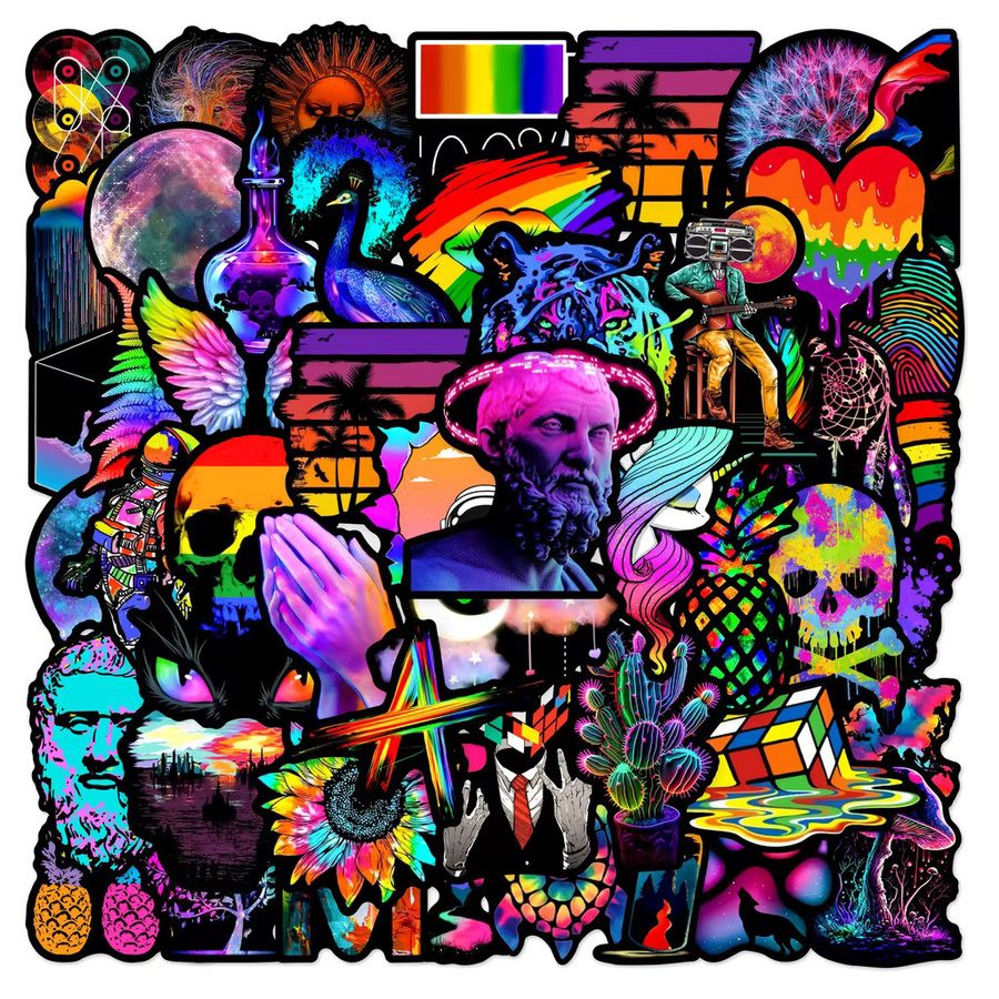 50 Stück bunte abstrakte Kunst-Graffiti-Aufkleber von Papery Pop Store für Laptop, Handyhülle und Gepäck - Bild 2