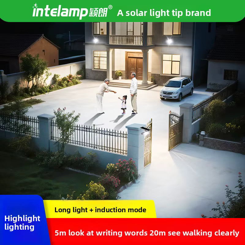 Intelamp Solar-LED-Außenleuchte mit Bewegungsmelder in Schwarz, wasserdichte Solar-Straßenlaterne für Garten und Hof, B/H/T: 24,0 x 21,6 x 12,6 cm - Bild 3