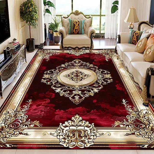 Karpetti Teppich mit floralem Retro-Design in Rot, weich und rutschfest, für Wohnzimmer und Schlafzimmer, B: 200 cm, T: 300 cm - Bild 1