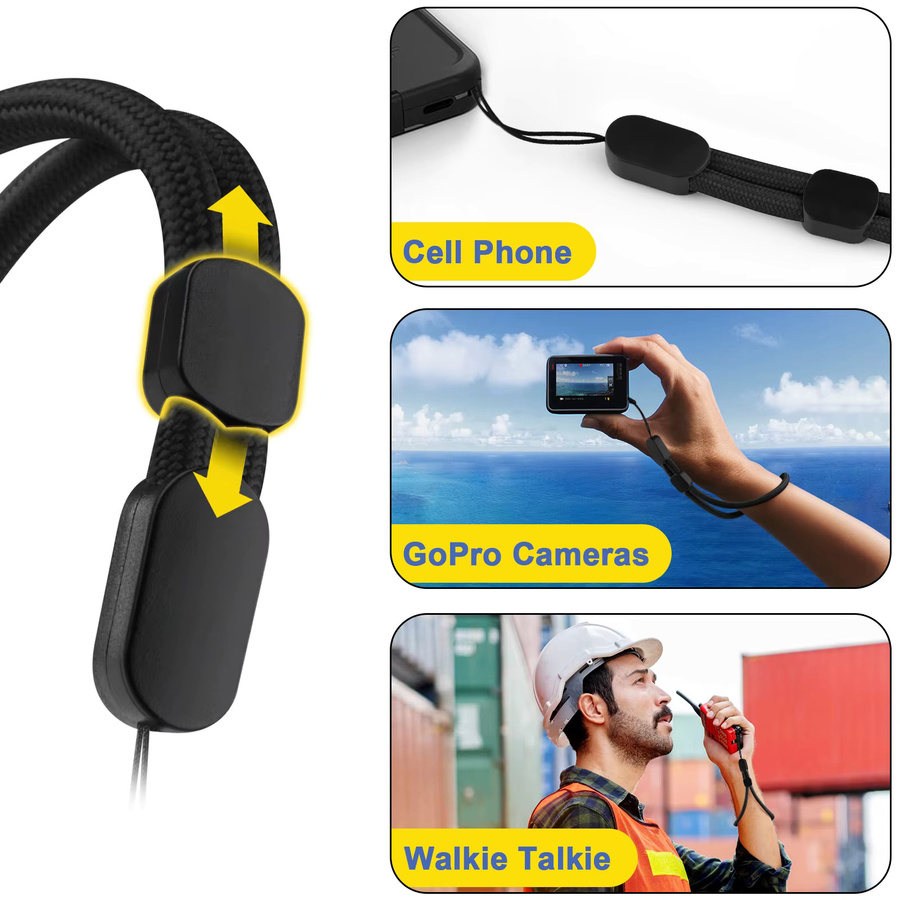 6er Set GoPro Handgelenk-Lanyard aus Nylon in Schwarz für Handy, Kamera und Schlüssel - Bild 4