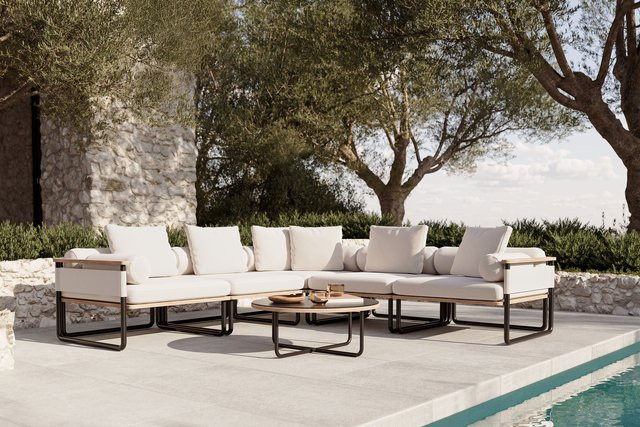 PLOSS Reverie Light Gartenlounge in L-Form, Anthrazit, mit Polstern, B/T: 330 x 240 cm - Bild 1