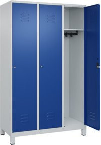 C+P Spind Classic PLUS Garderobenschrank mit 3 Abteilen, Zylinderschloss und 4 Garderobenhaken, B/T/H: 120 x 50 x 195 cm - Bild 1