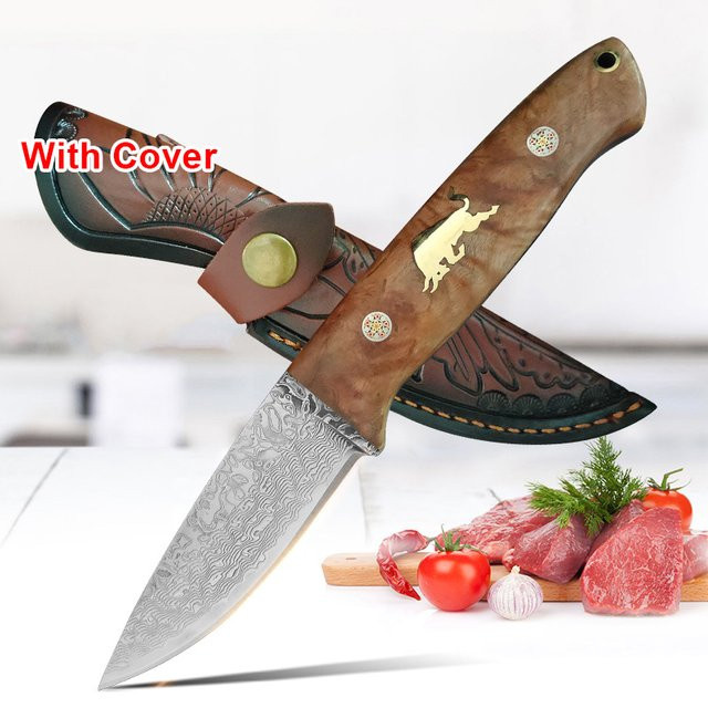 InLeung Damaskus Stahl Ausbeinmesser mit Holzgriff, 10,16 cm Silber - Bild 1