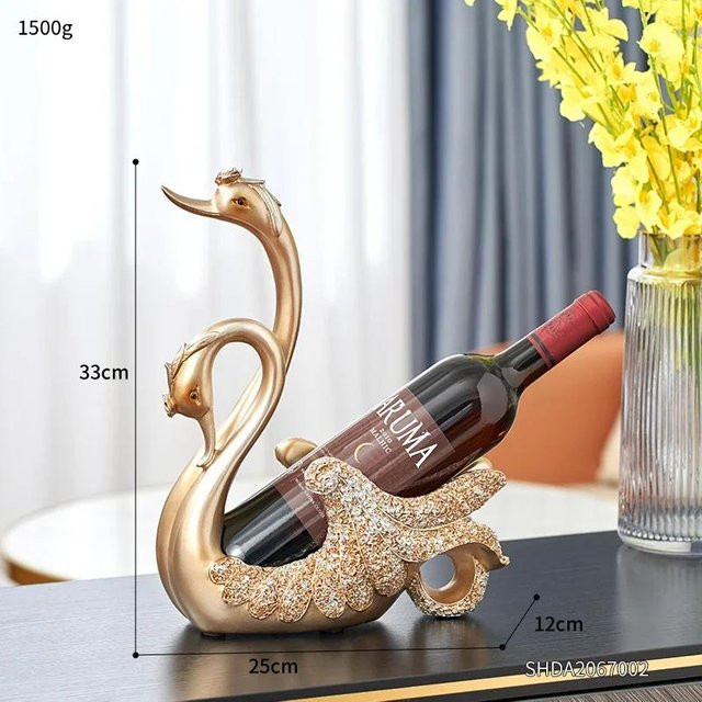 Yiran Furniture Weinregal Figur Goldener Schwan aus Harz als moderne Dekoration für dein Wohnzimmer - Bild 1