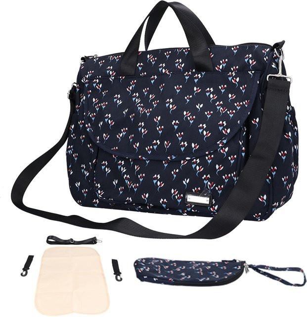 Igeteck Windeltasche als Einzelschultertasche in Schwarz, wasserdicht und waschbar, inklusive Fach für Milchflaschen - Bild 1