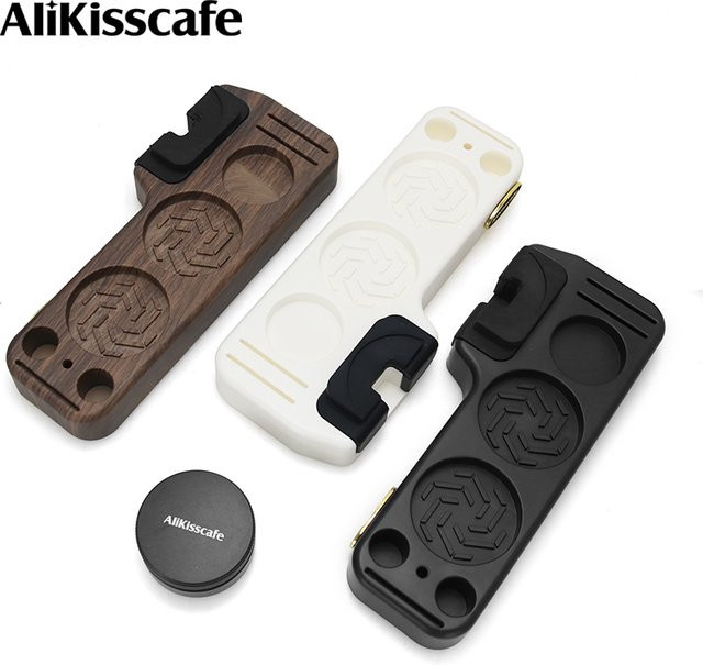 Kaffee Tamping Station aus ABS Kunststoff in Schwarz für Delonghi und Breville Siebträger 51mm, 54mm und 58mm Barista Zubehör - Bild 1