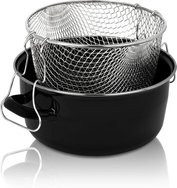 Karl Krüger Emaillierter Pommes-Topf in Schwarz, Durchmesser: 24 cm - Bild 1