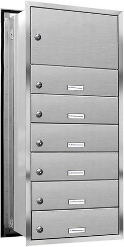 AL Briefkasten-System für 6 Parteien, Mauerdurchwurf, silberfarben, B/H/T: 153,495 x 92,0 x 48,0 cm - Bild 1