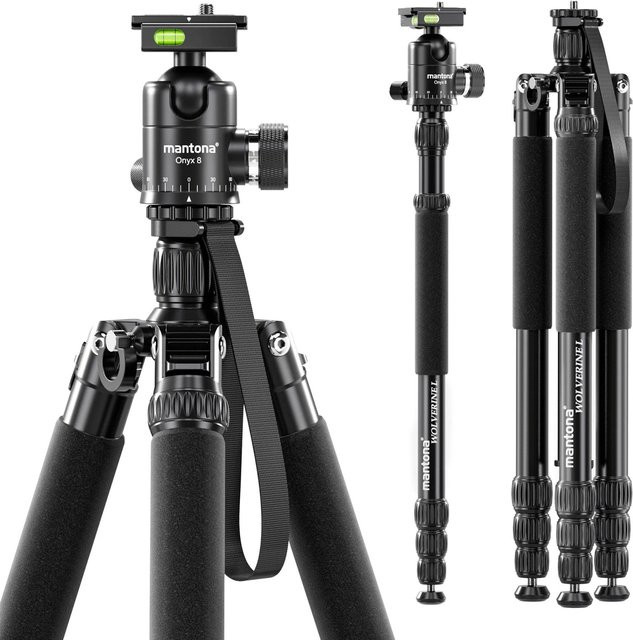Mantona Wolverine L 284 Stativkopf Set mit Onyx 8 Kugelkopf aus Aluminium in Schwarz und Grau - Bild 1