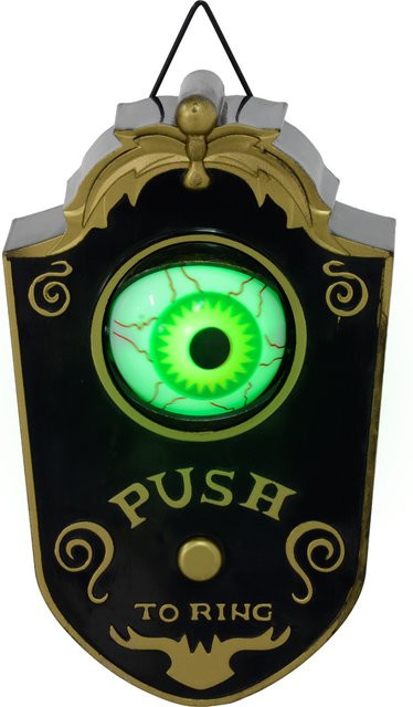 HOMCOM Halloween Dekoration mit LED-Lichtern, Soundfunktion und animiertem Augapfel, Tischdeko in Grün, Schwarz und Gold, Höhe: 18 cm - Bild 1