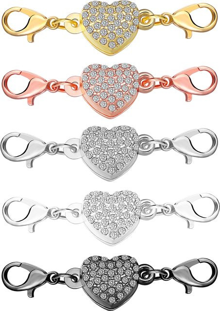 Louleur Herz Magnetische Verschlüsse, Legierung, Strass, Doppel Karabinerverschluss, 5 Stück - Bild 1