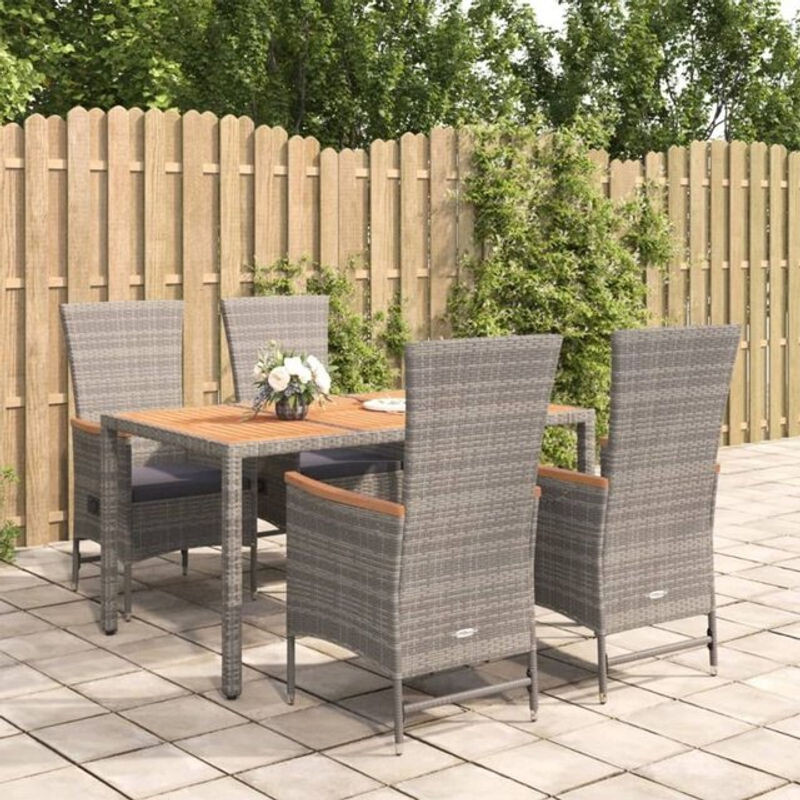 Prolenta Premium 5-teiliges Gartenmöbel-Set aus Polyrattan mit Kissen in Grau - Bild 1