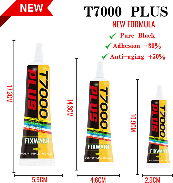 FIXWANT T7000 PLUS Kleber Schwarz für Handy, Tablet und elektronische Komponenten zur Reparatur von LCD-Rahmen und Batterieabdeckungen - Bild 1