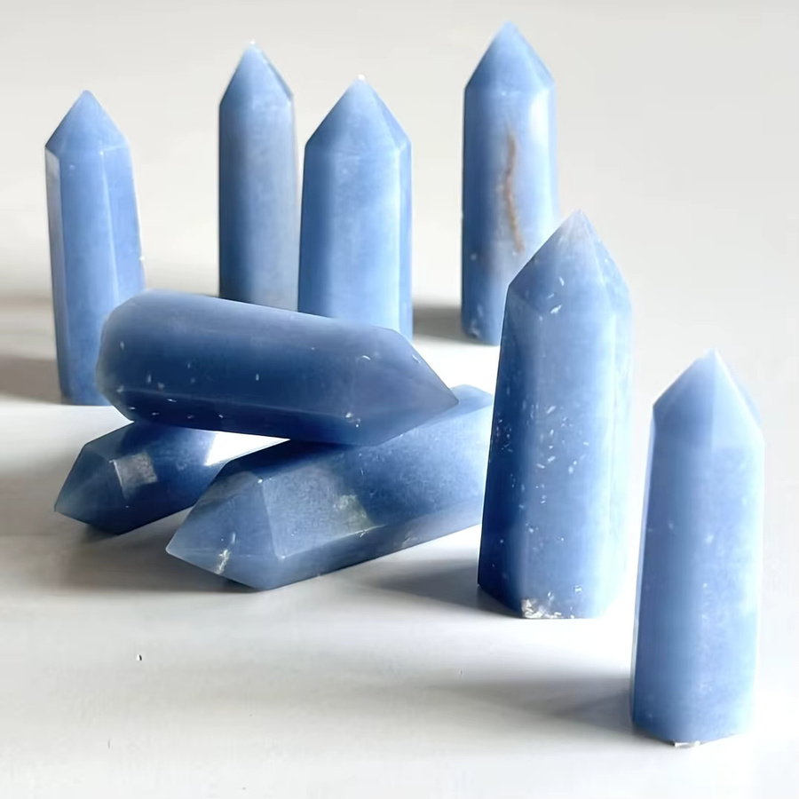 2 Stück Angelit-Edelstein Spitzenkristalle von CrystalHola in Blau, Größe: 4 bis 7 cm - Bild 4