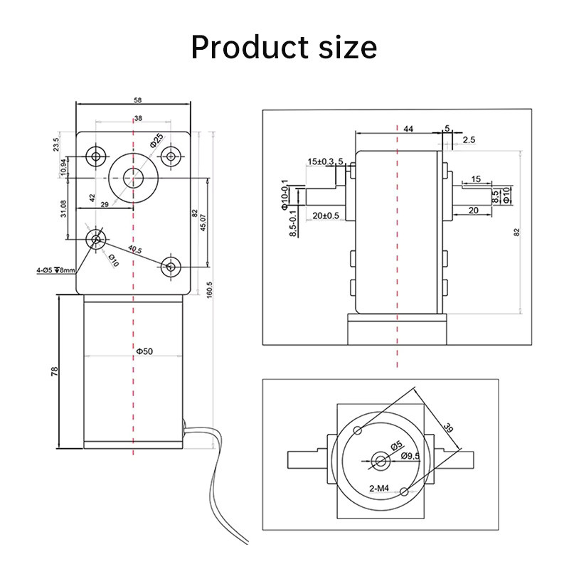 ZENG WHCD Schneckengetriebe Gleichstrommotor 12V/24V mit einstellbarer Drehzahl 1,5 bis 440 U/min und hohem Drehmoment 5882-50zy - Bild 2
