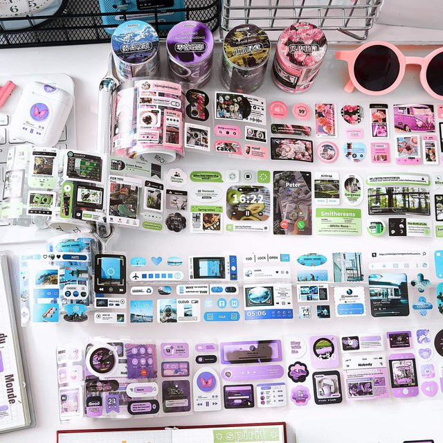 Washi Tape im koreanischen INS-Stil mit Vintage-Landschaftsmotiven für DIY Journal und Collage, Mehrfarbig, Breite: 6 cm, Länge: 200 cm - Bild 1