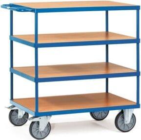 Fetra Tischwagen 2443 aus Stahl in Blau mit 4 Etagen, Tragkraft 600 kg, B/T/H: 80,9 x 139,7 x 121,8 cm - Bild 1