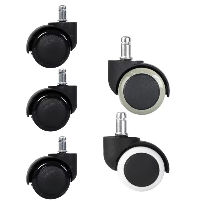 Ouliluye 5er Set Universal Bürostuhl Rollen mit Bremse, 2 Zoll Heavy Duty Lenkrollen aus Gummi und Kunststoff, Schwarz oder Weiß - Bild 6