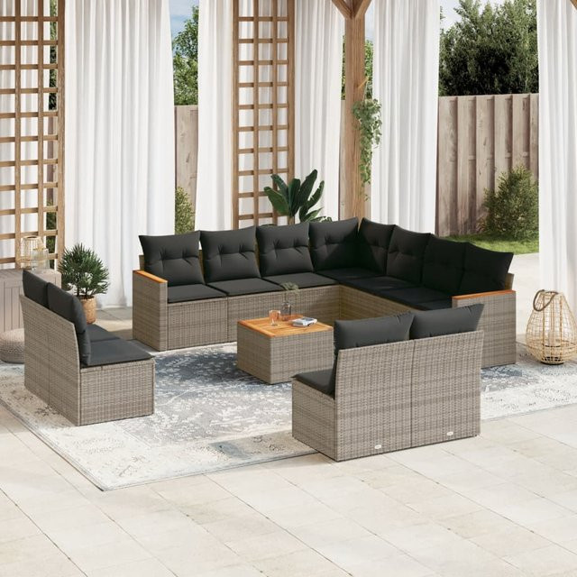 vidaXL Gartenmöbel aus geöltem Akazienholz in Grau - Bild 3