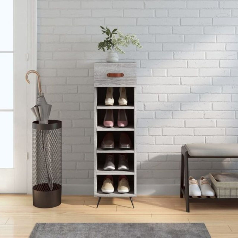 Schuhschrank Vidaxl in Grau im Industrial Design aus Holzwerkstoff, B/T/H: 30 x 35 x 105 cm - Bild 1