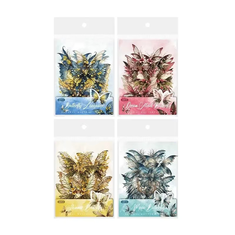 20 Blatt PET-Aufkleber Set mit Gothic-Schmetterlings-Motiven in Multicolour für dein Sammelalbum, Größe: 147 x 95 mm - Bild 5
