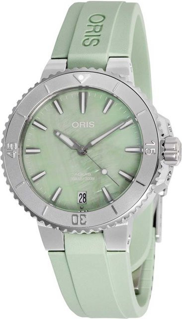 Oris Armbanduhr Aquis Date, Automatik, Edelstahl, Grün, 36,5 mm, Damen - Bild 1