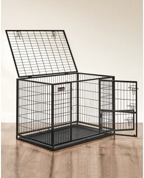FEANDREA Hundekäfig L-XXXL hochbelastbar, Schwarz, B: 107 cm, T: 70 cm, H: 75 cm - Bild 1