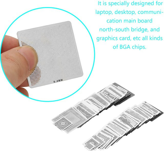 Qiilu BGA Universal Reballing Rework Set mit 130 Stahl Schablonen in Silber und Grau - Bild 1