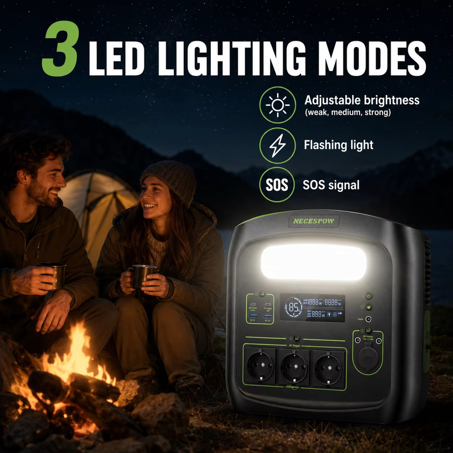 Tragbare Powerstation NECESPOW N7576 in Schwarz mit 483,84Wh, 700W Dauerleistung, 1400W Spitzenleistung, 230V Ausgang und PD100W USB-C Schnellladung - Bild 6
