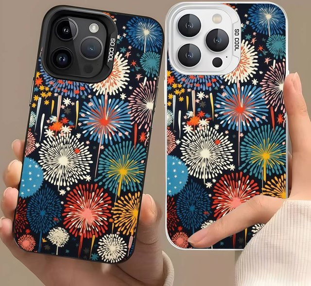 Bunte Feuerwerks-Handyhülle für iPhone 17 17Air 16 15 14 13 12 11 Pro Max Plus in Silber und Multicolour - Bild 1