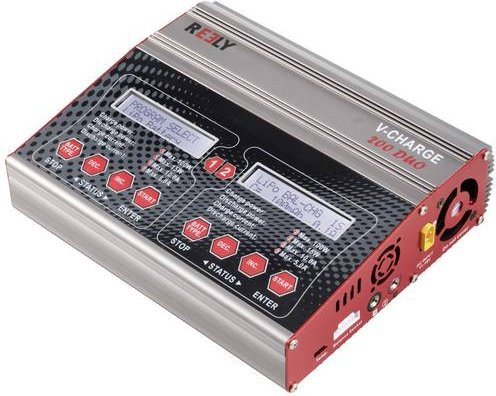 Reely V-Charge 200 Duo Modellbau-Multifunktionsladegerät in Silber für NiMH, LiPo, LiIon, LiHV, Blei-Calcium und Blei-Säure (12 V, 230 V, 10 A) - Bild 1