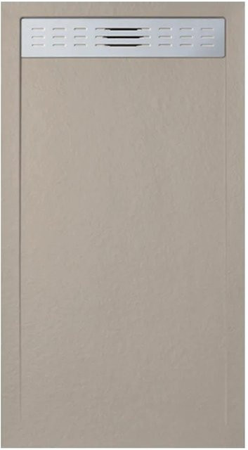 Frascio New Technology Duschwanne aus Mineralguss mit seitlicher Gitterlinie Slim in Mokka RAL 1001, B/T: 140 x 80 cm - Bild 1