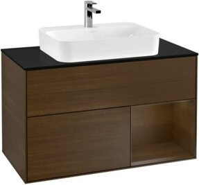 V&B Finion Waschtischunterschrank mit LED-Beleuchtung und Regalelement, Wandmontage, Breite: 100 cm - Bild 1