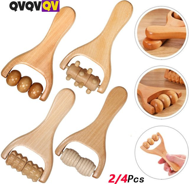 QVQVQV Massageroller aus Holz, 2/4 Stück, Unisex, für Hände und Körper - Bild 1