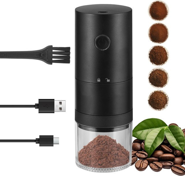 Neoglint Tragbare Kaffeemühle mit 38 Mahlgraden, Akku-Betrieb, Keramik-Kegelmahlwerk, Schwarz - Bild 1